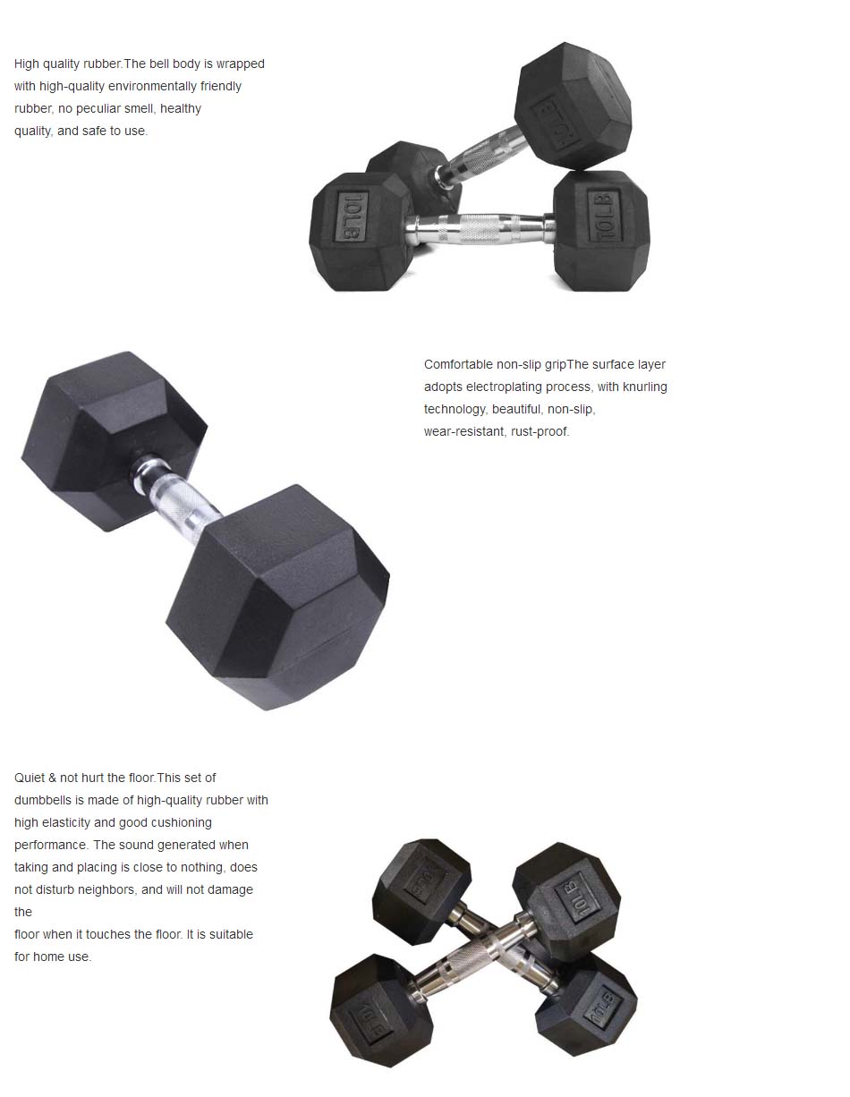 Black Rubber Coated Hex Dumbbell (LB)