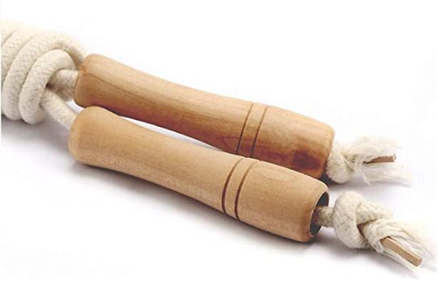 Cotton Braided Wooden Handle Jump Rope for Kids