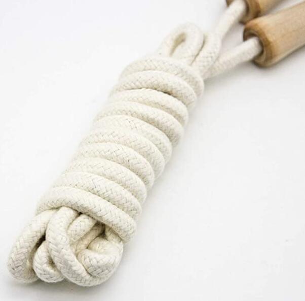 Cotton Braided Wooden Handle Jump Rope for Kids