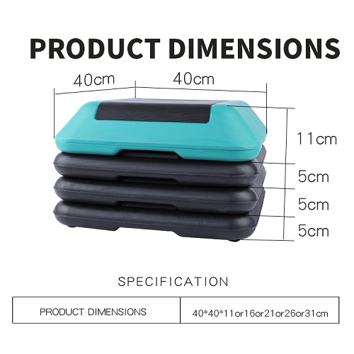 Adjustable High Step Aerobic Platform with 4 Risers