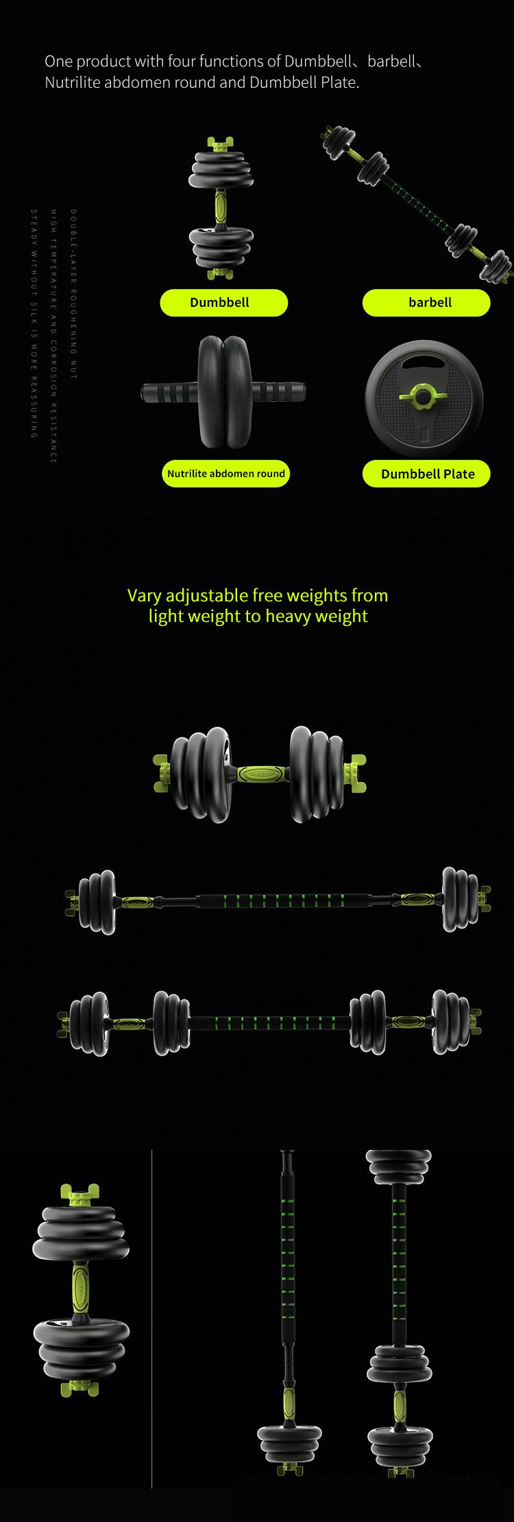 Wholesale Multi-function Rubber Coated Dumbbell