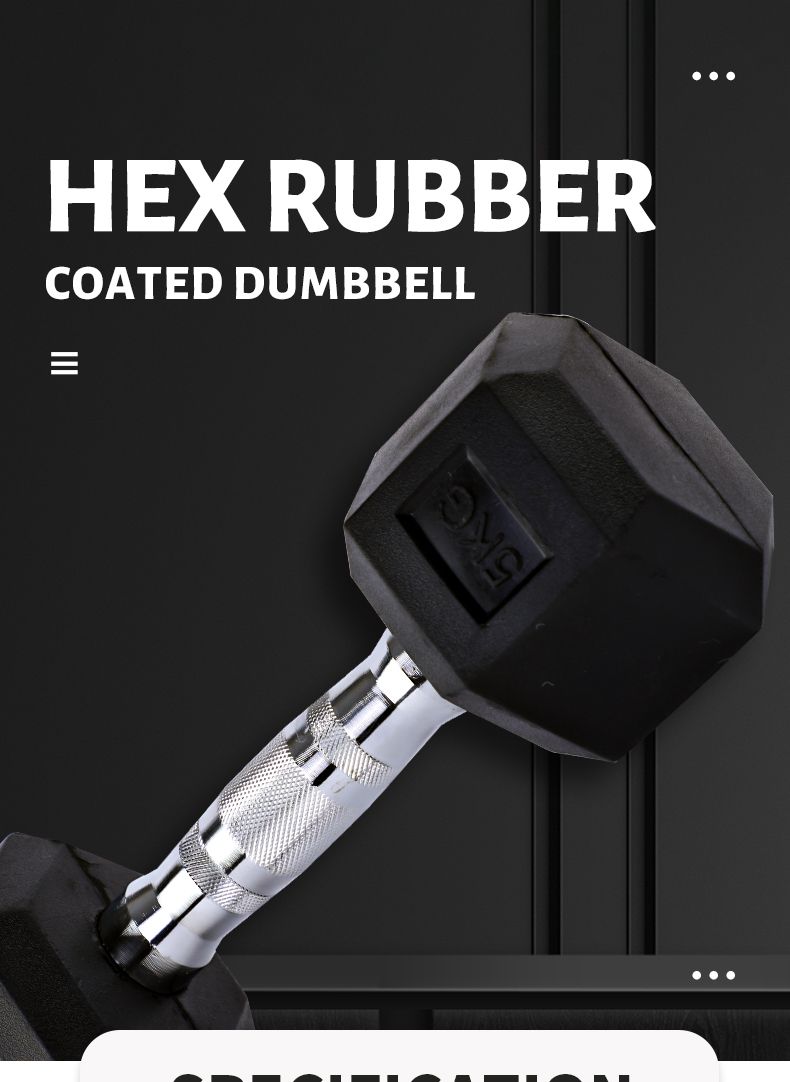 Black Rubber Coated Hex Dumbbell (LB)