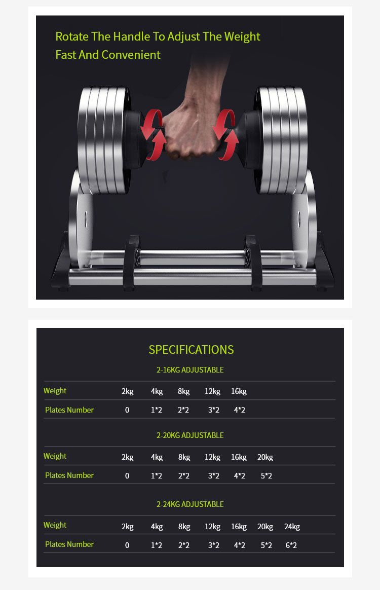 Pure Steel Electroplated Adjustable Dumbbell