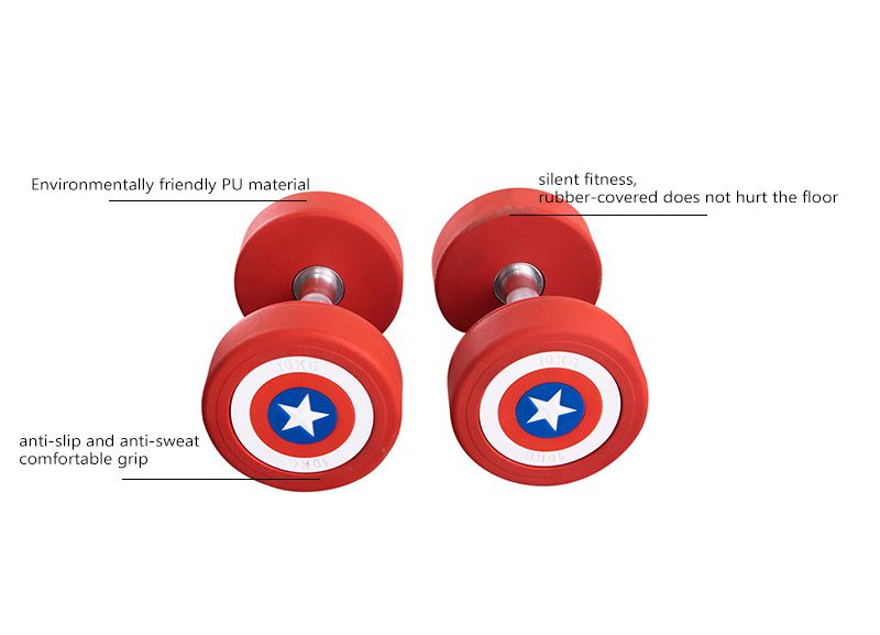 Captain America Style Round PU Dumbbells