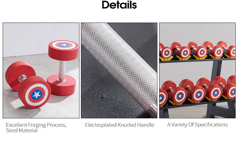 Captain America Style Round PU Dumbbells