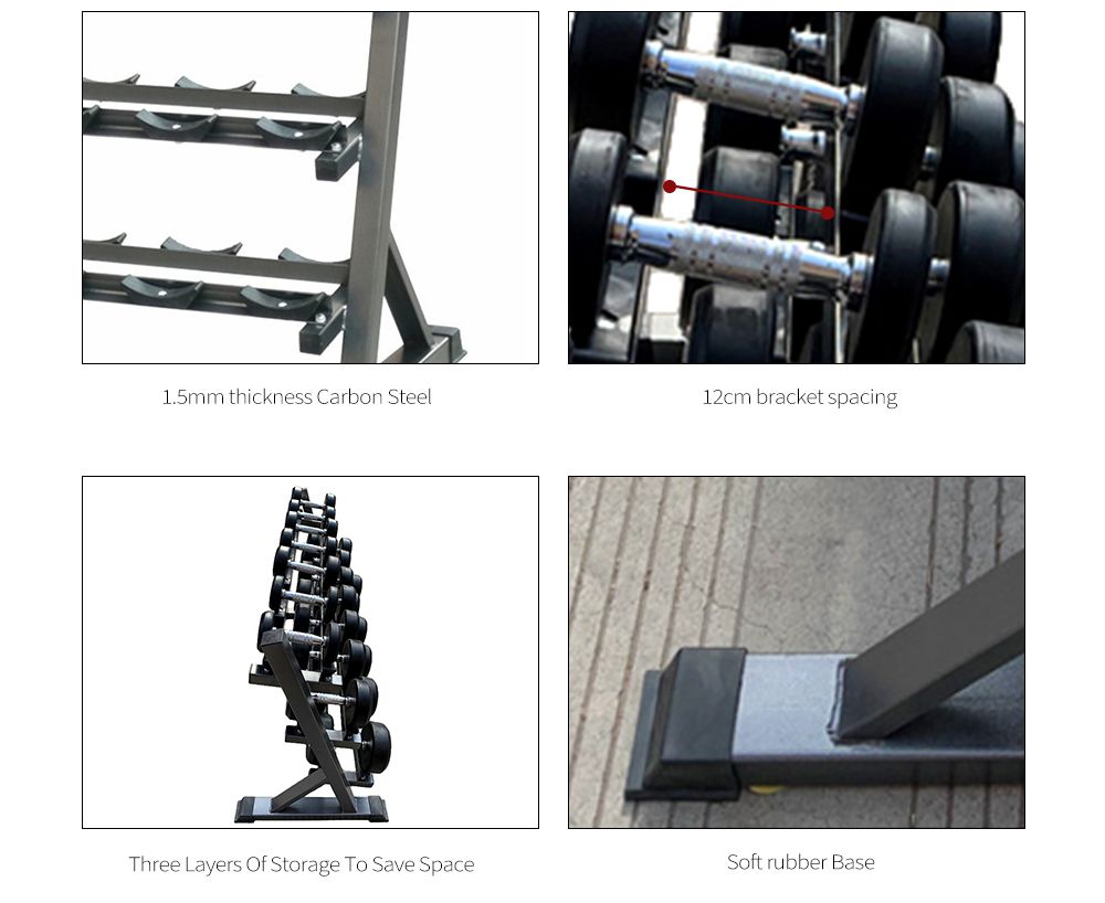 3 Tier Dumbbell Rack with Bracket