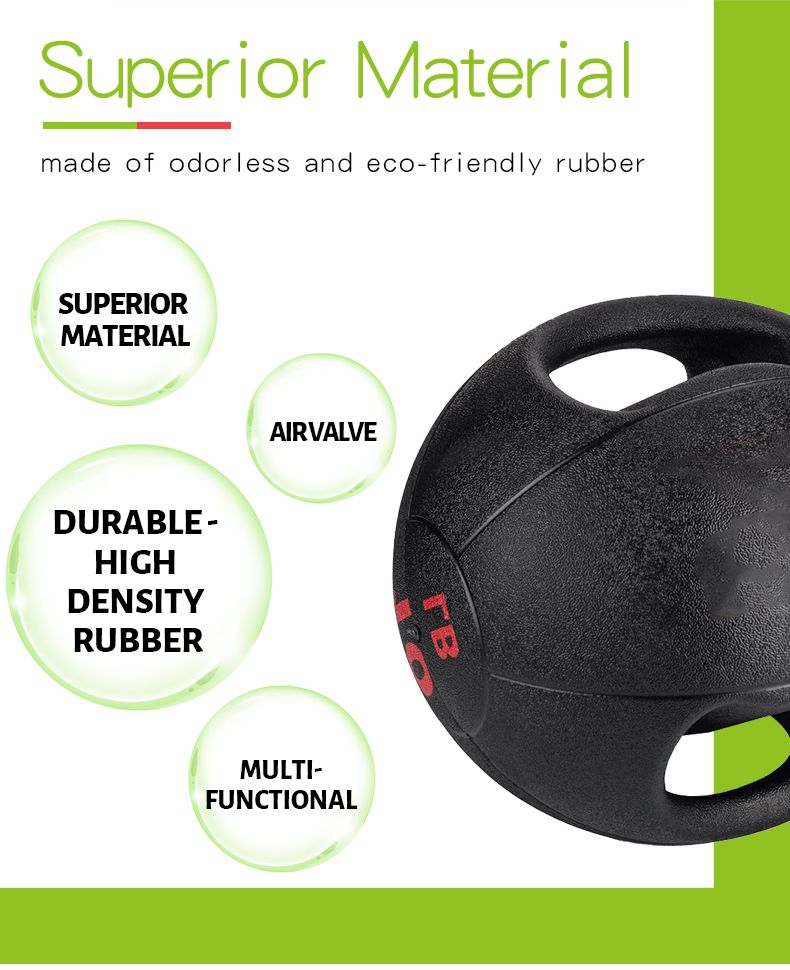 Sturdy Rubber Medicine Ball with Dual Grip