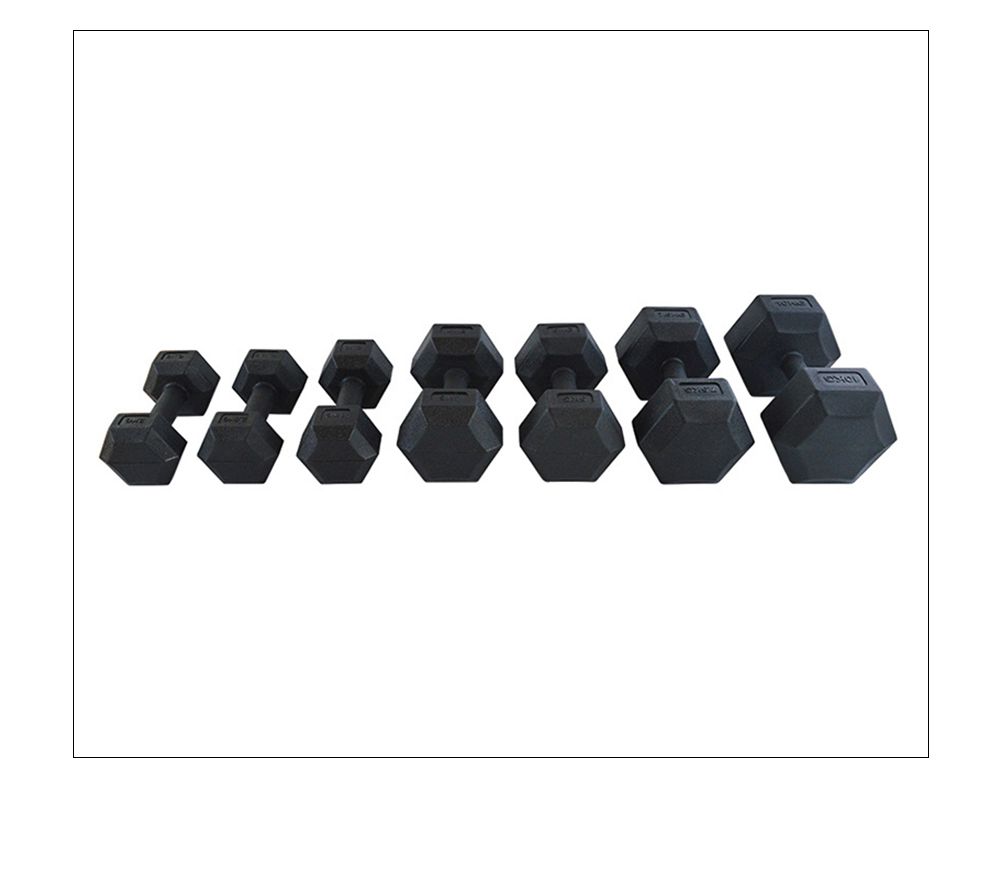 One-piece Molded Hexagonal Rubber Dumbbell