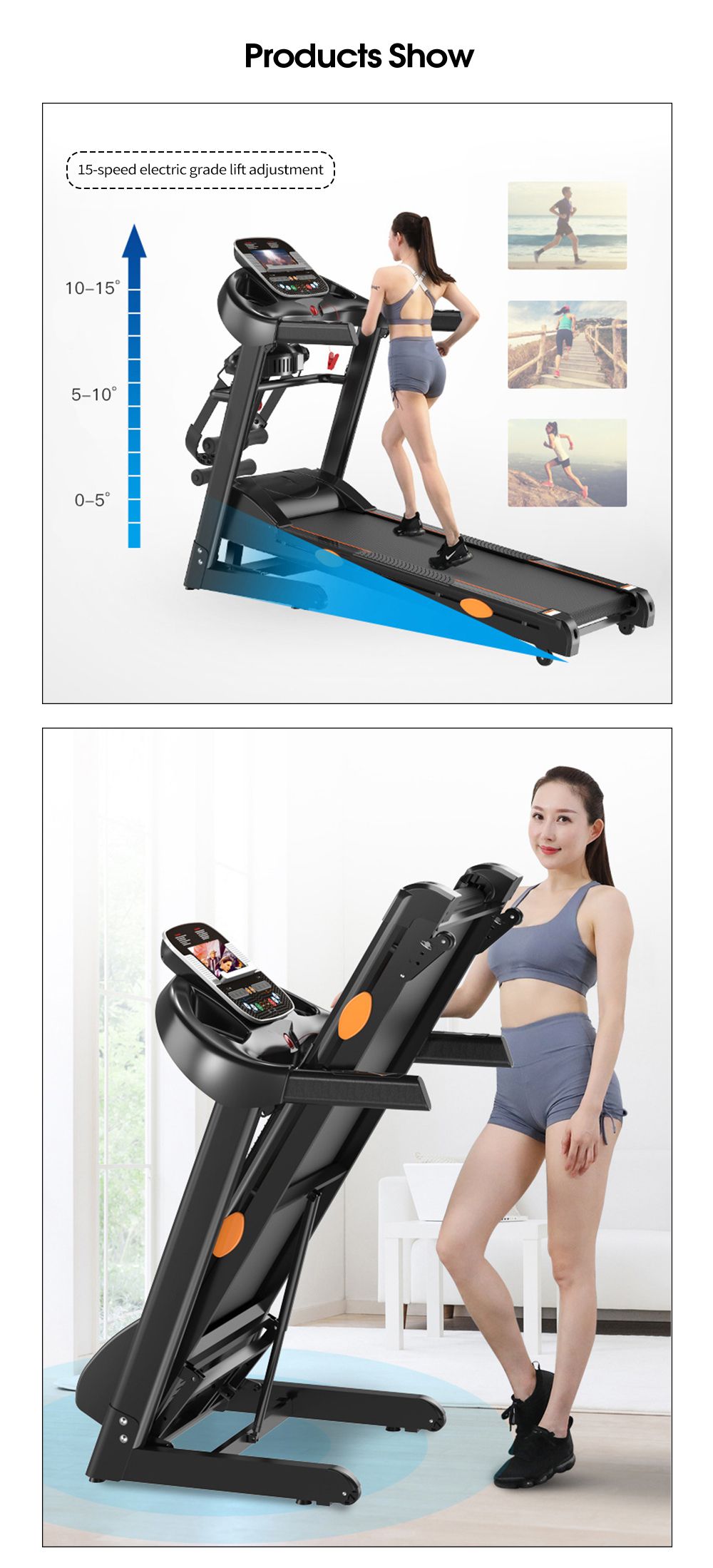 Indoor -Fitnessstudio -Laufmaschine Multifunktionsklapper elektrisches Laufband