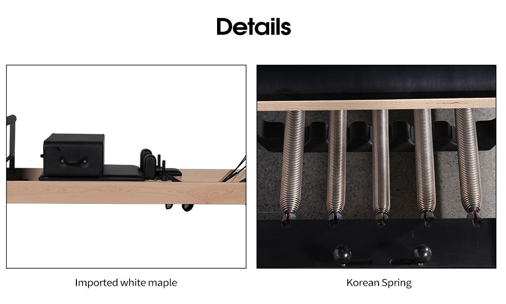 Body Training Kernbett Ahorn Holz Pilates Reformer Machine mit Innenfußstützen Body Training Kernbett Ahorn Holz Pilates Reformer Machine mit Innenfußstützen