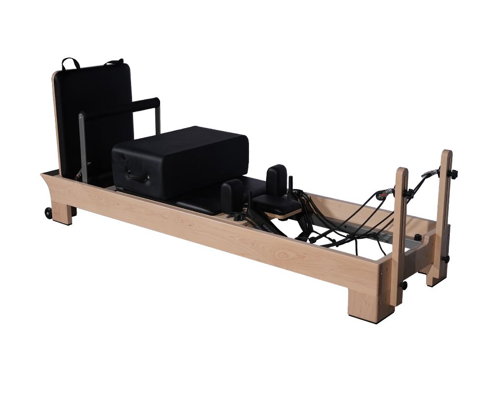 Body Training Kernbett Ahorn Holz Pilates Reformer Machine mit Innenfußstützen Body Training Kernbett Ahorn Holz Pilates Reformer Machine mit Innenfußstützen