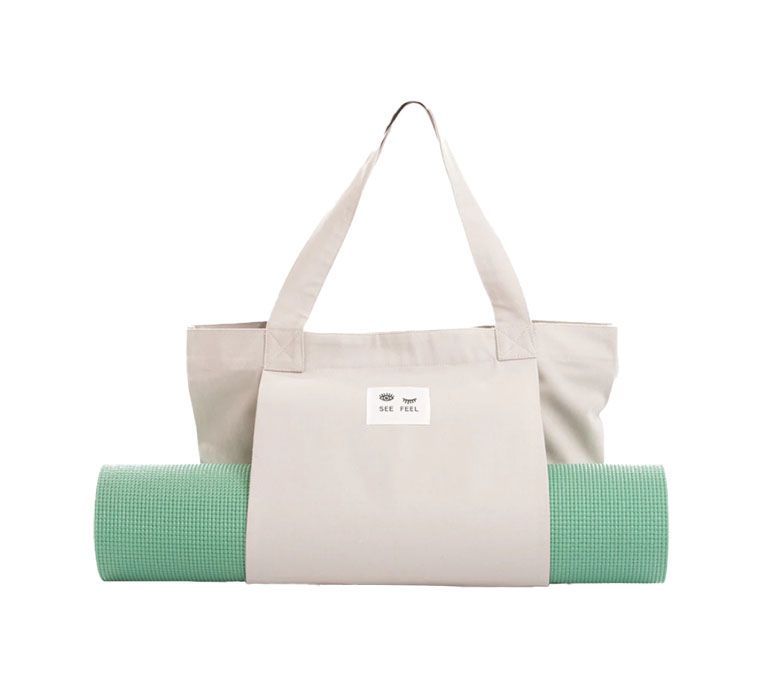 Canvas -Einkaufstasche mit Yogamatten -Trägertasche
