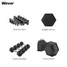 Custom Gusseisen hexagonale Gummi-Hanteln mit ergonomisch gestalteten nicht rutschfesten Griffen, langlebiger Gummi-Wrap, benutzerdefiniertes hexagonales Hantel-Set.