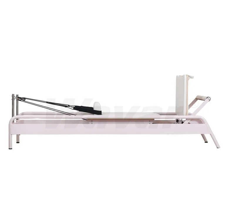 New Pink Steel Pilates Reformer mit eingebauter Fußbalken